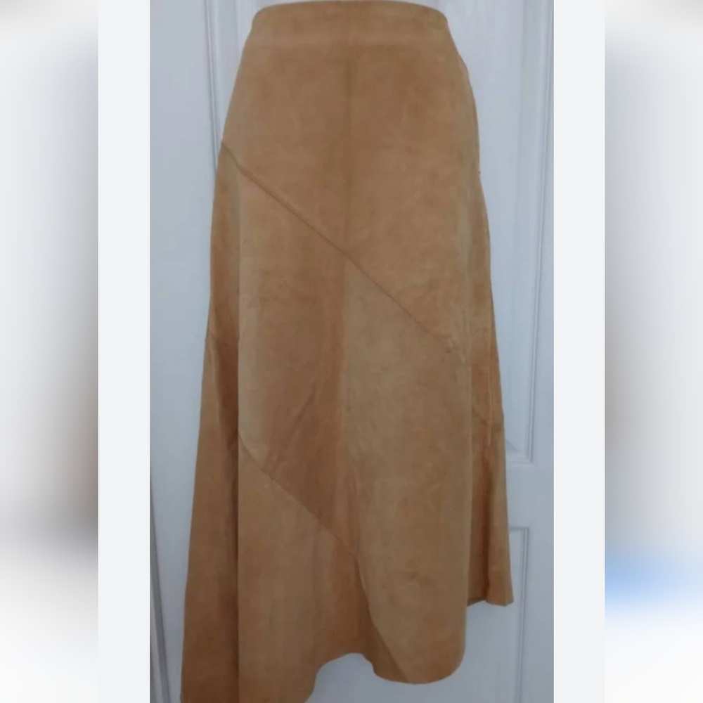 Banana Republic 10 Asymmetrical Suede Tan Maxi Skirt - Picture 7 of 7